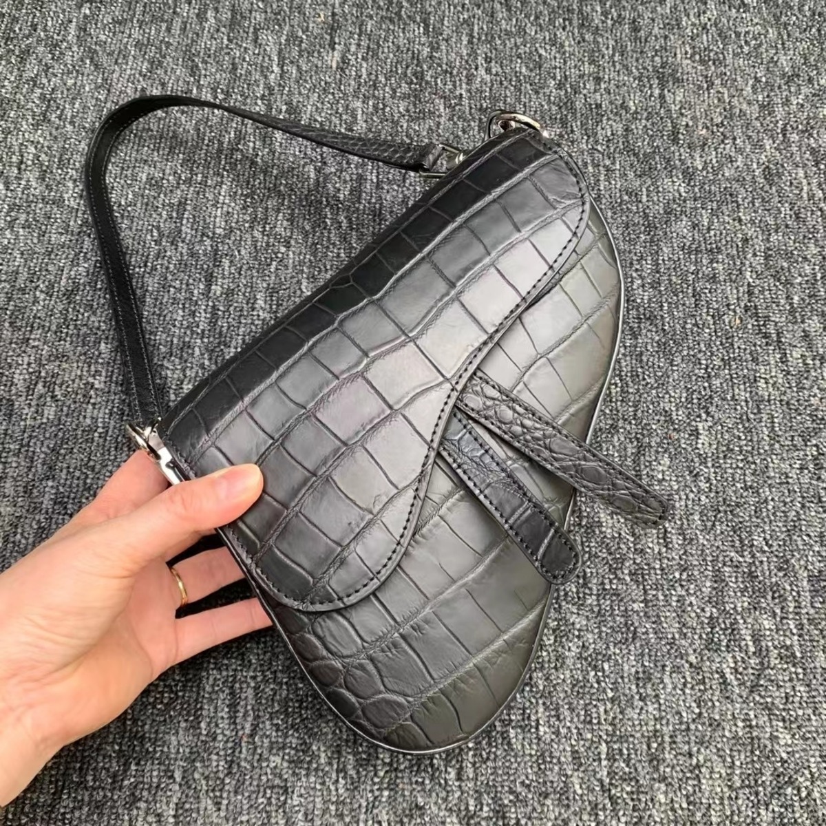 高級革 シャムクロコダイル バッグ ワニ革本物 腹革使用 レディース 