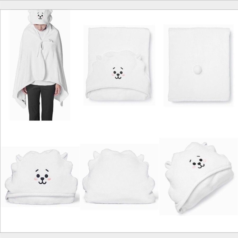 Kpop BTS BT21 かわいい漫画フード付きブランケットぬいぐるみパジャマ