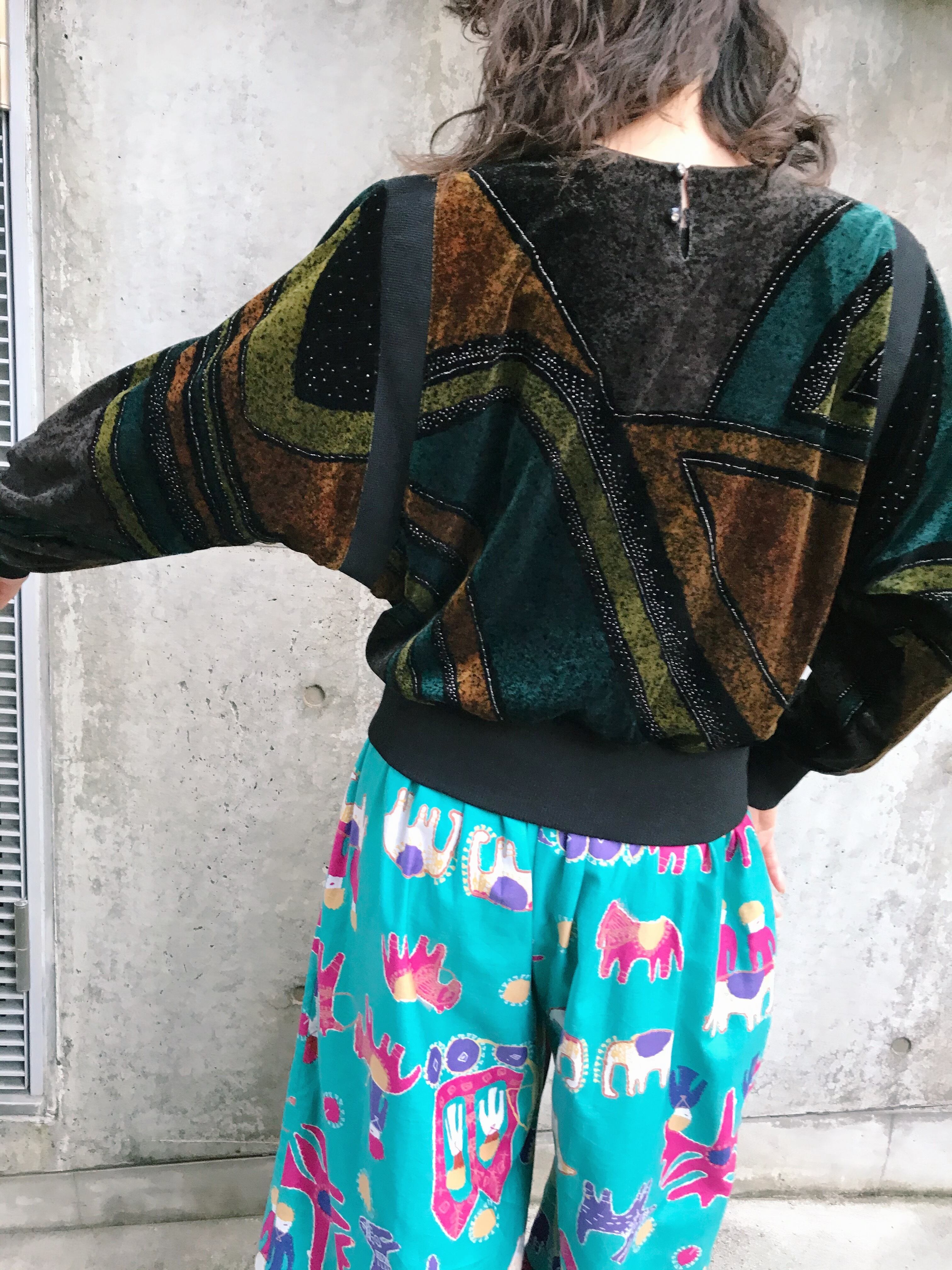 80s dolman sleeve velour tops ( ヴィンテージ ドルマンスリーブ