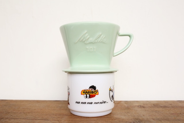 ドイツ ヴィンテージ Melitta メリタ ペーパーフィルター用 陶器 ドリッパー 101 3つ穴 ペパーミント N-00205