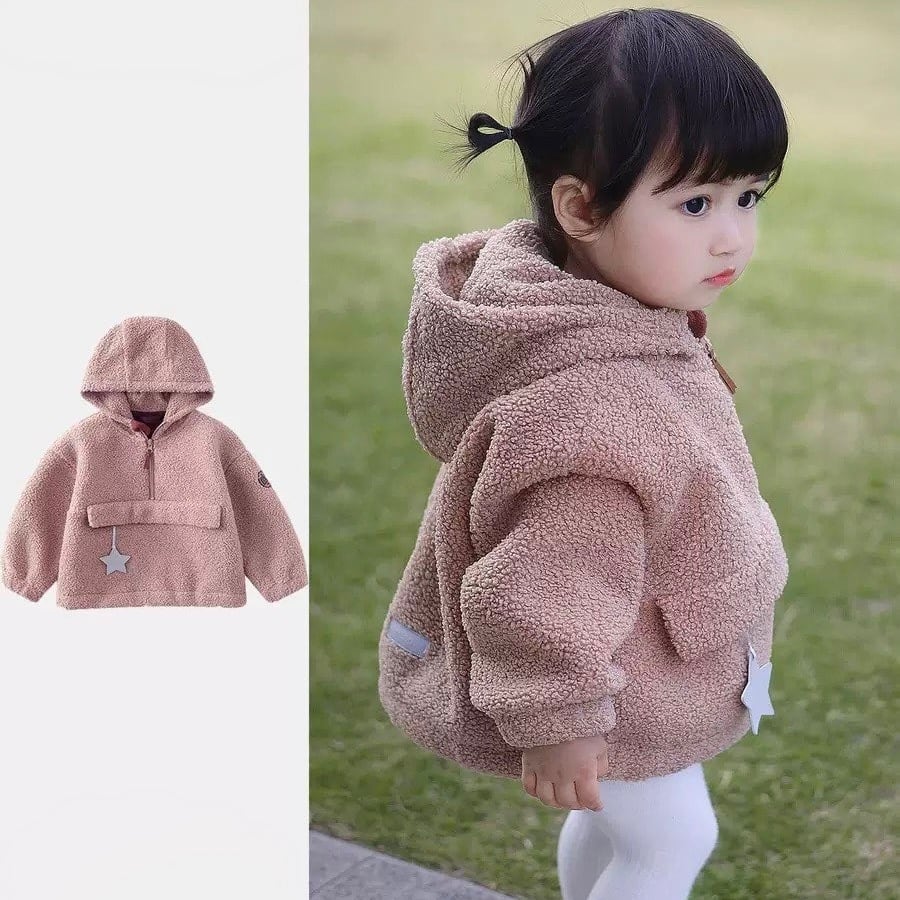 ラブブの冬用中綿ジャンパー、ウサギ耳フード付き 120サイズ うさ耳