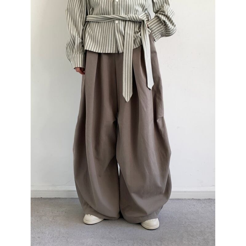 jiwuusワイドスラックス無地カジュアルロングパンツ