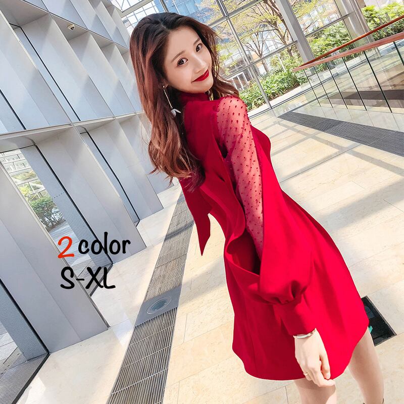 フレアワンピース レディース ショート丈ワンピース Aライン 長袖