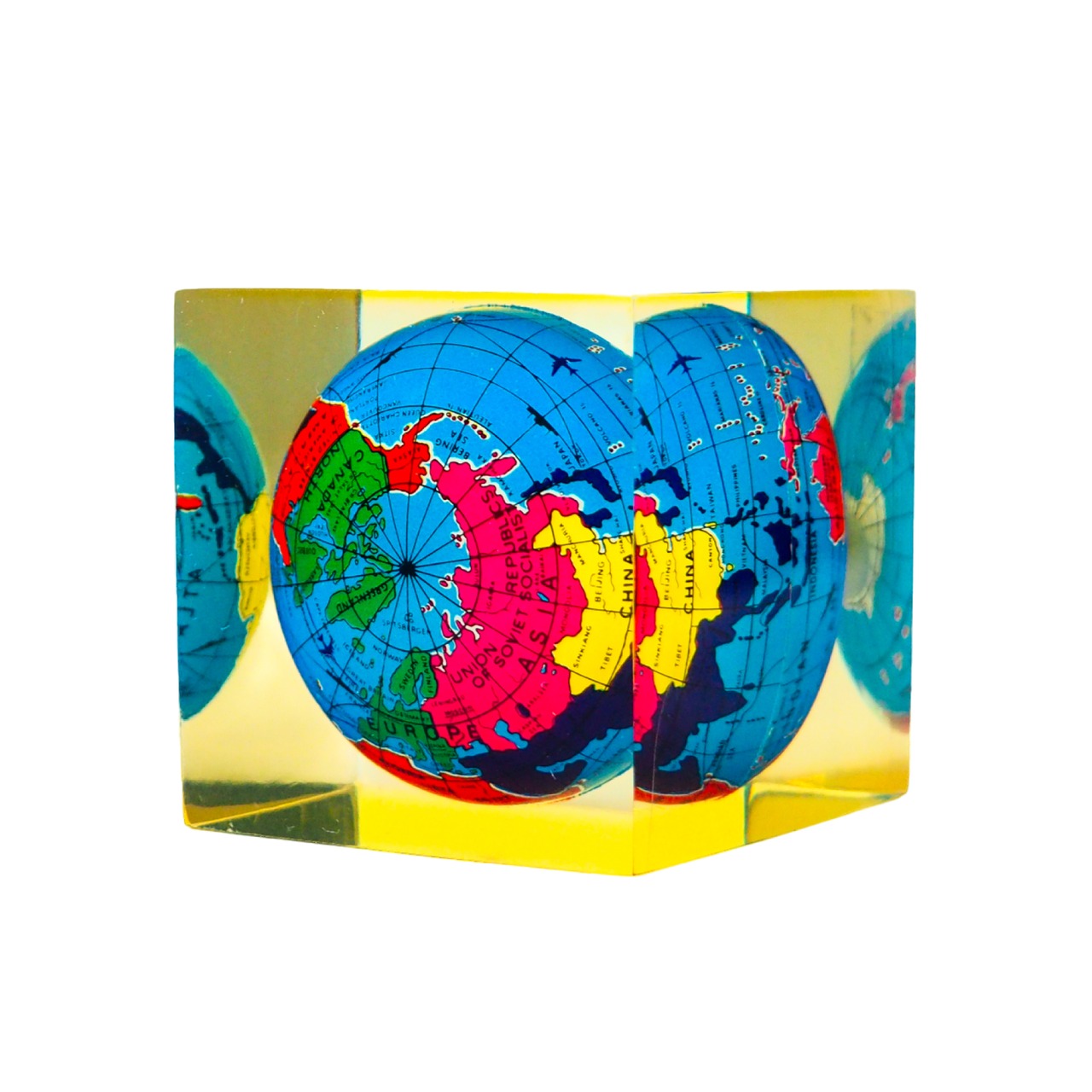 Earth glass paperweight