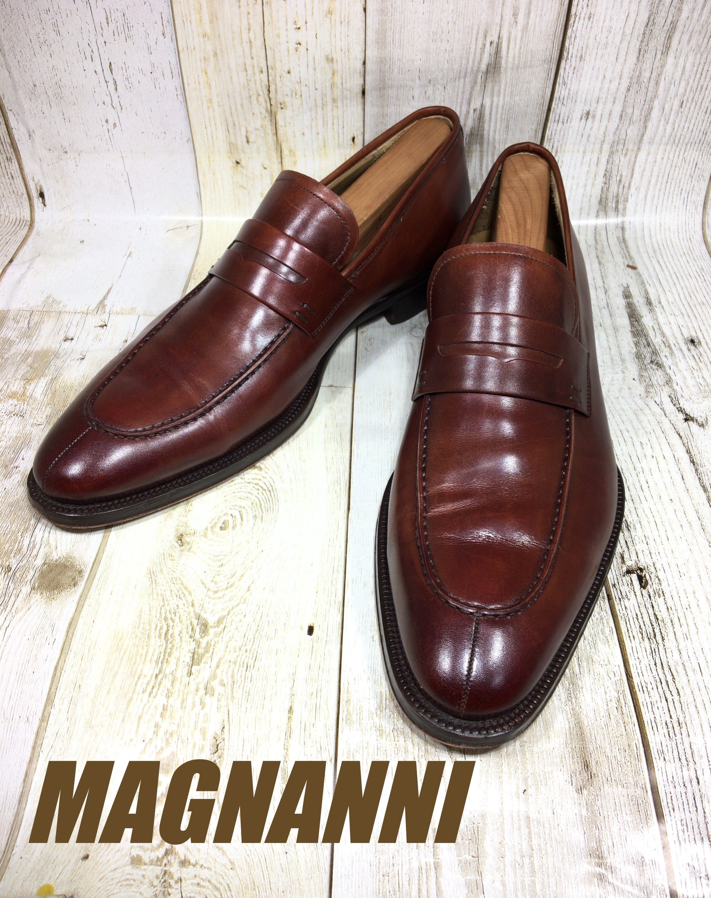 マグナーニ MAGNANNI スエード コインローファー メンズ ブラック size40 Y01944