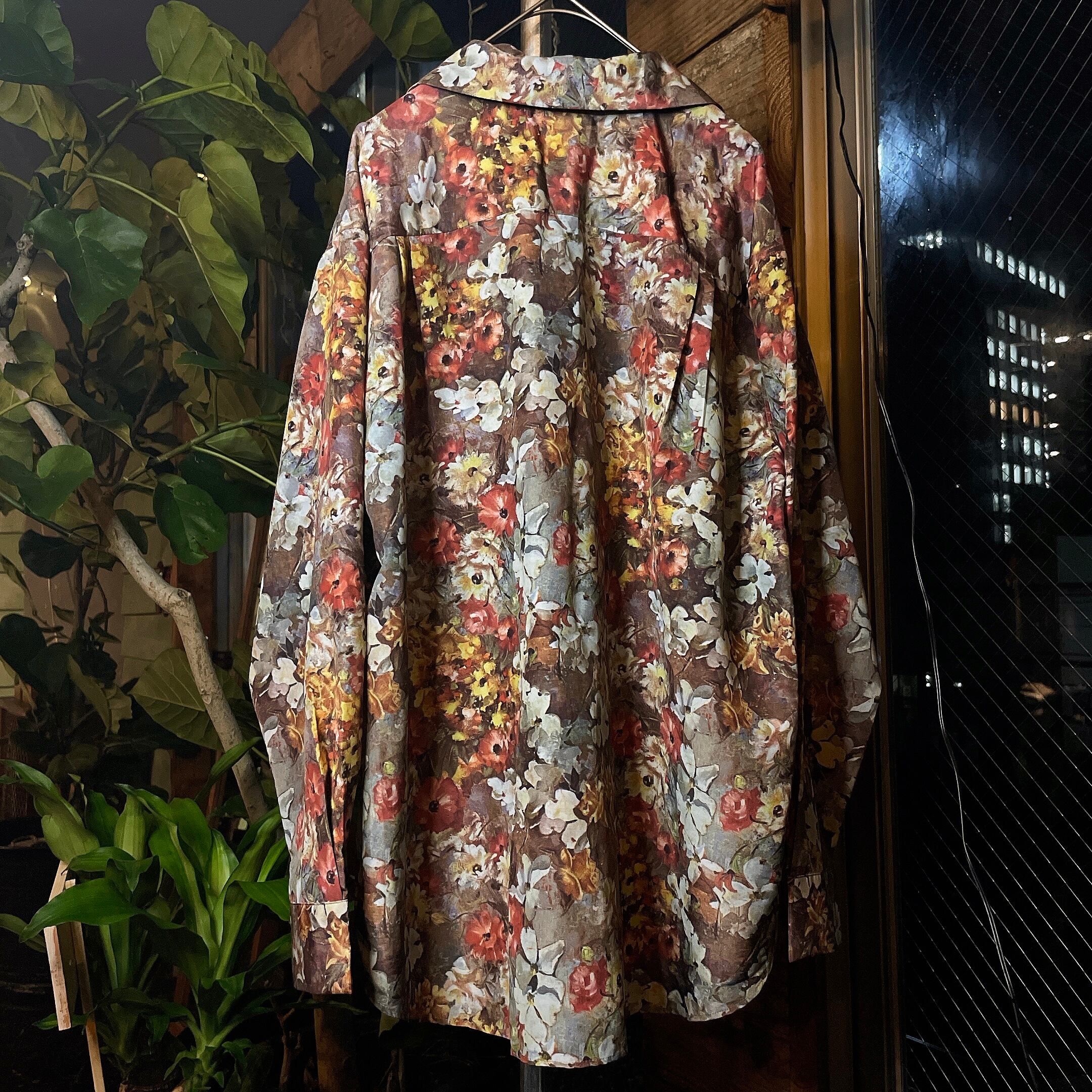 Botanical rétro flower full pattern open callar shirt