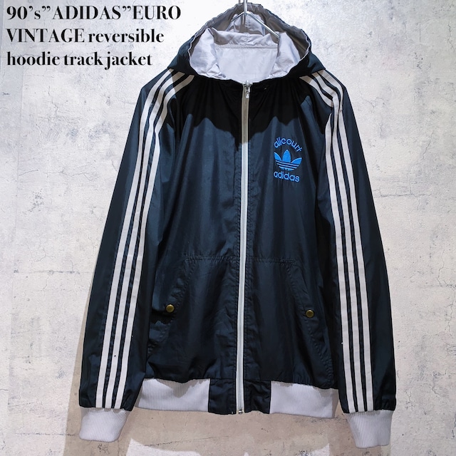 90’s”ADIDAS”EURO VINTAGE reversible hoodie track jacket