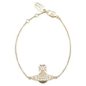 ヴィヴィアンウエストウッド ミニバスレリーフ ラインストーン チェーン ブレスレット ゴールド メッキ レディース Vivienne Westwood 【中古】