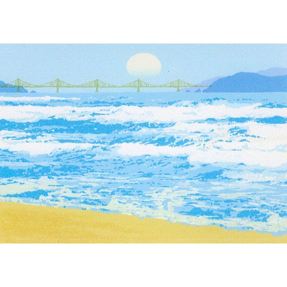吉岡浩太郎浜辺の朝・四ッ切ブラウンシルクスクリーン 版画