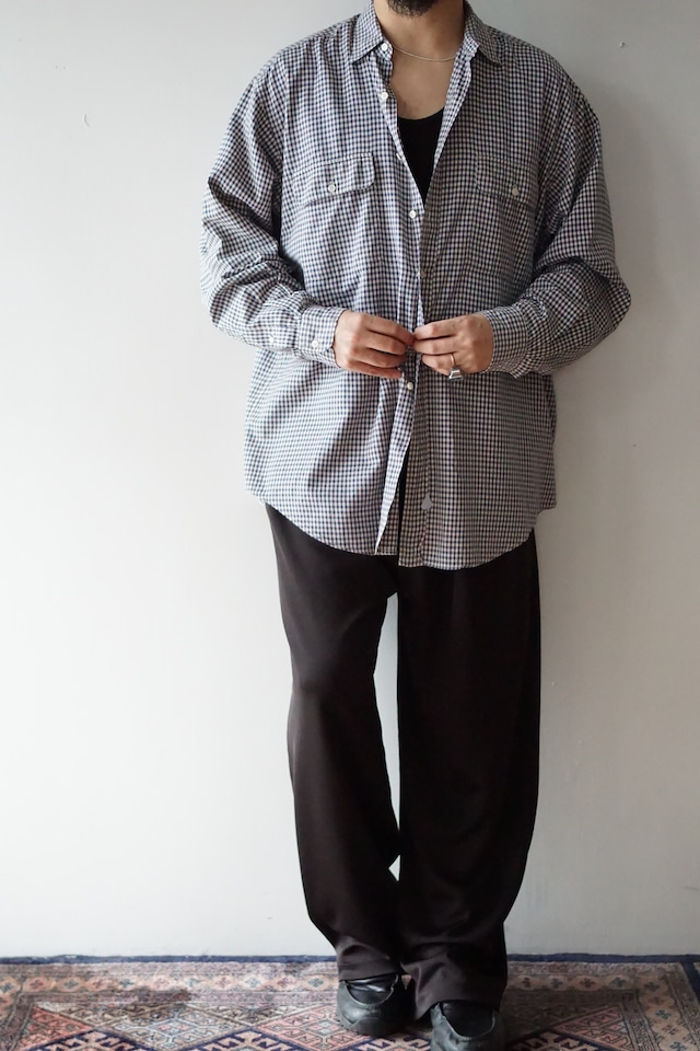 90’s Polo Ralph Lauren -Double Flap Gingham Check Shirt- / L / ラルフローレン ギンガムチェックシャツ アメリカ製