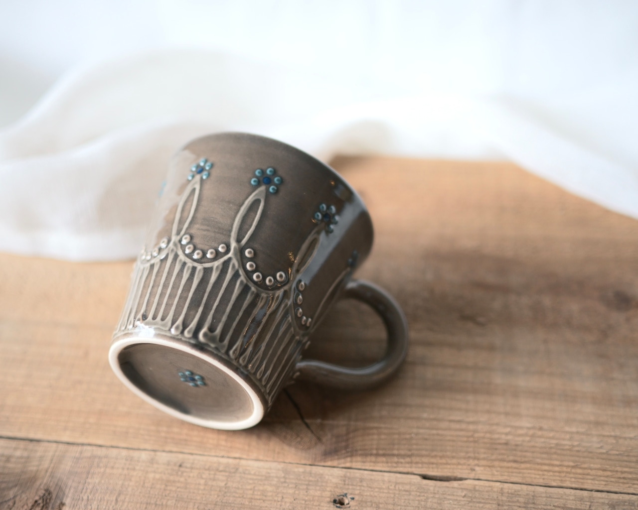 マグカップ グレー×ブルーフラワー / 古谷 萌仁香 画像2