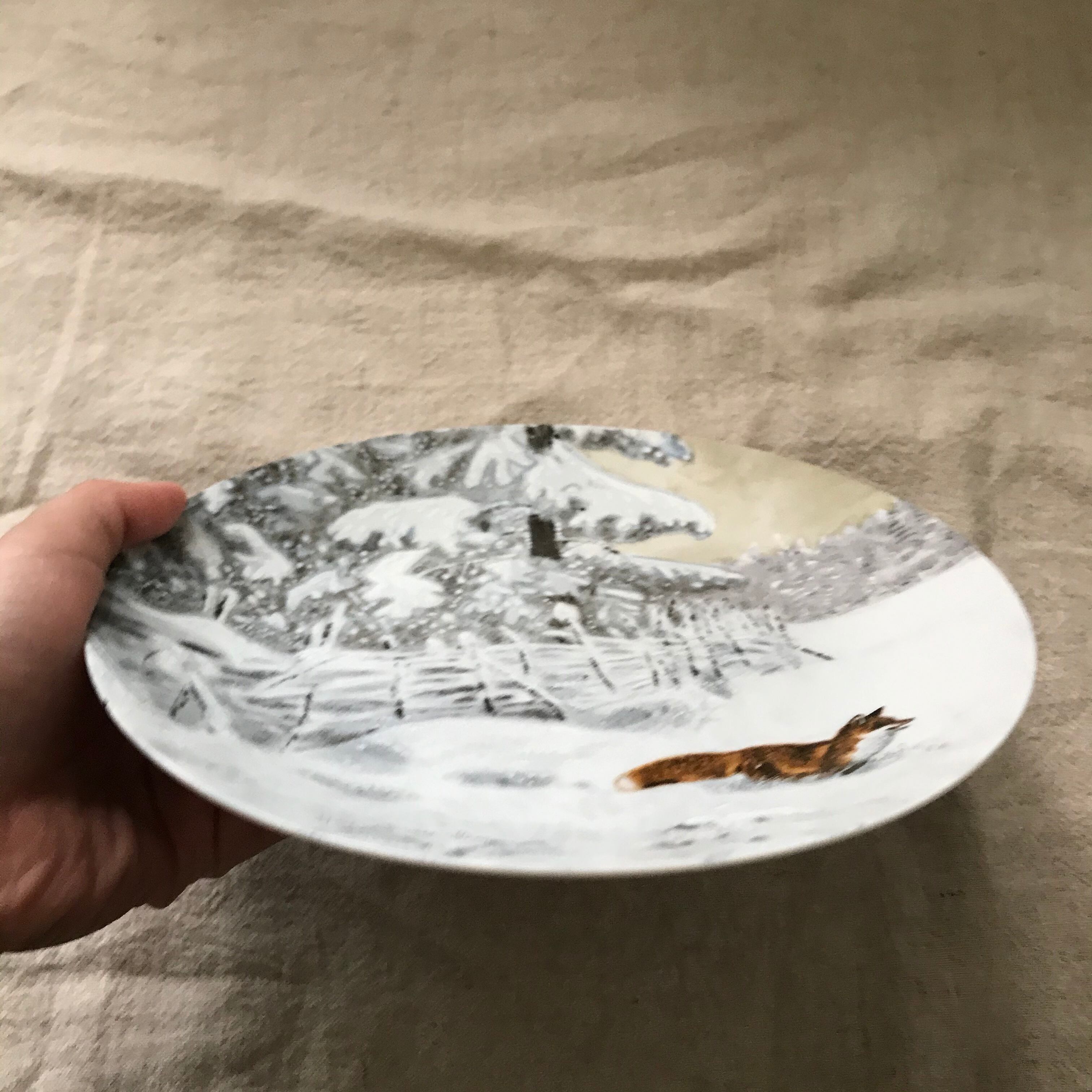 雪景色とキツネの飾り皿 | tsuitachi craft&brocante