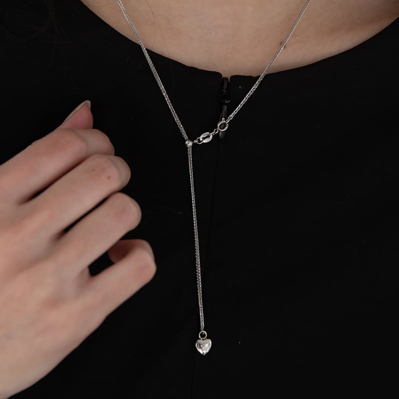ネコポス便】ネックレス シンプルハートモチーフスライドチェーン