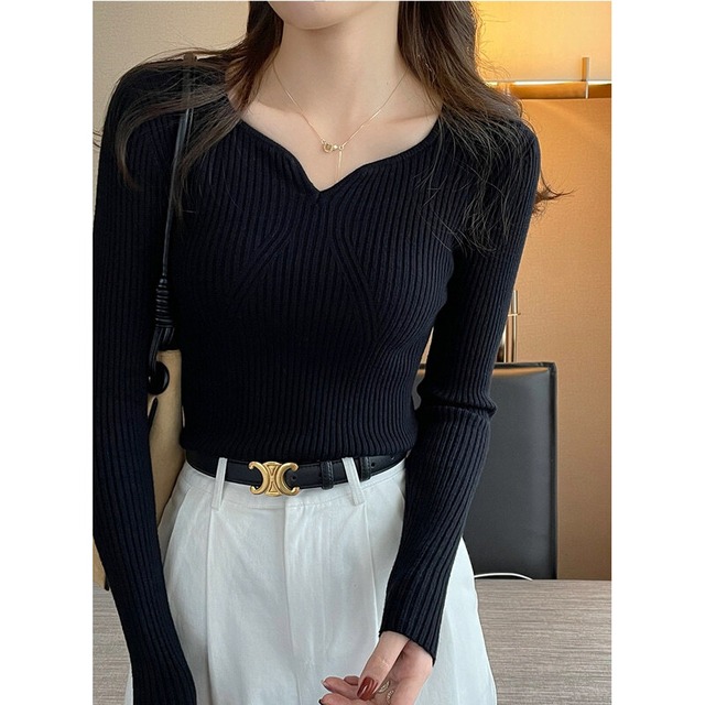 全6色/Heart neck rib knit　M4207