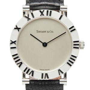 ティファニー アトラス 腕時計 M0640 クオーツ シルバー文字盤 SV925 シルバー レザー メンズ TIFFANY&Co. 【中古】