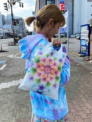 タイダイ染め Tie-dye ミニエコバッグ プチバック 美しい曼荼羅 トートバッグ B5 ワンマイルバッグ HD13-38