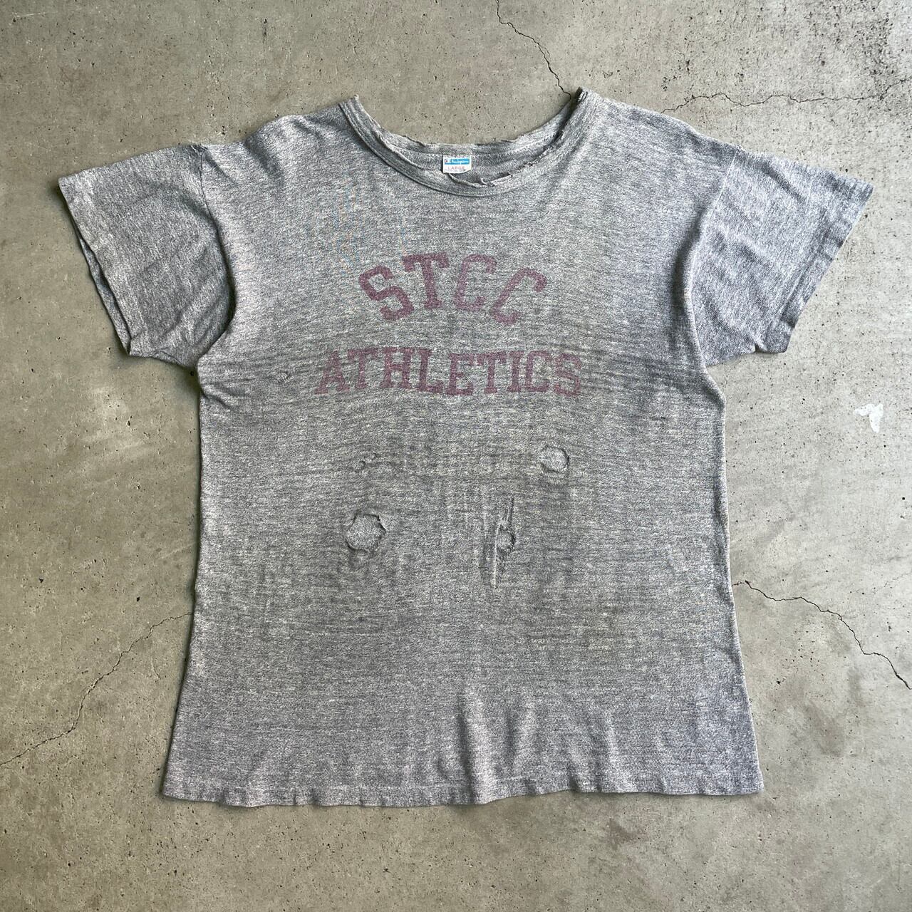 70s バータグ初期　グレーTシャツ 70年代 バータグ Champion チャンピオン グランジコンディション