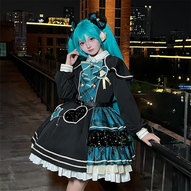 ゴスロリ通販 With U ステージ衣装 キラキラ アイドル系 コンカフェ ワンピース 長袖 リボン アイドル コンカフェ フリル 量産型