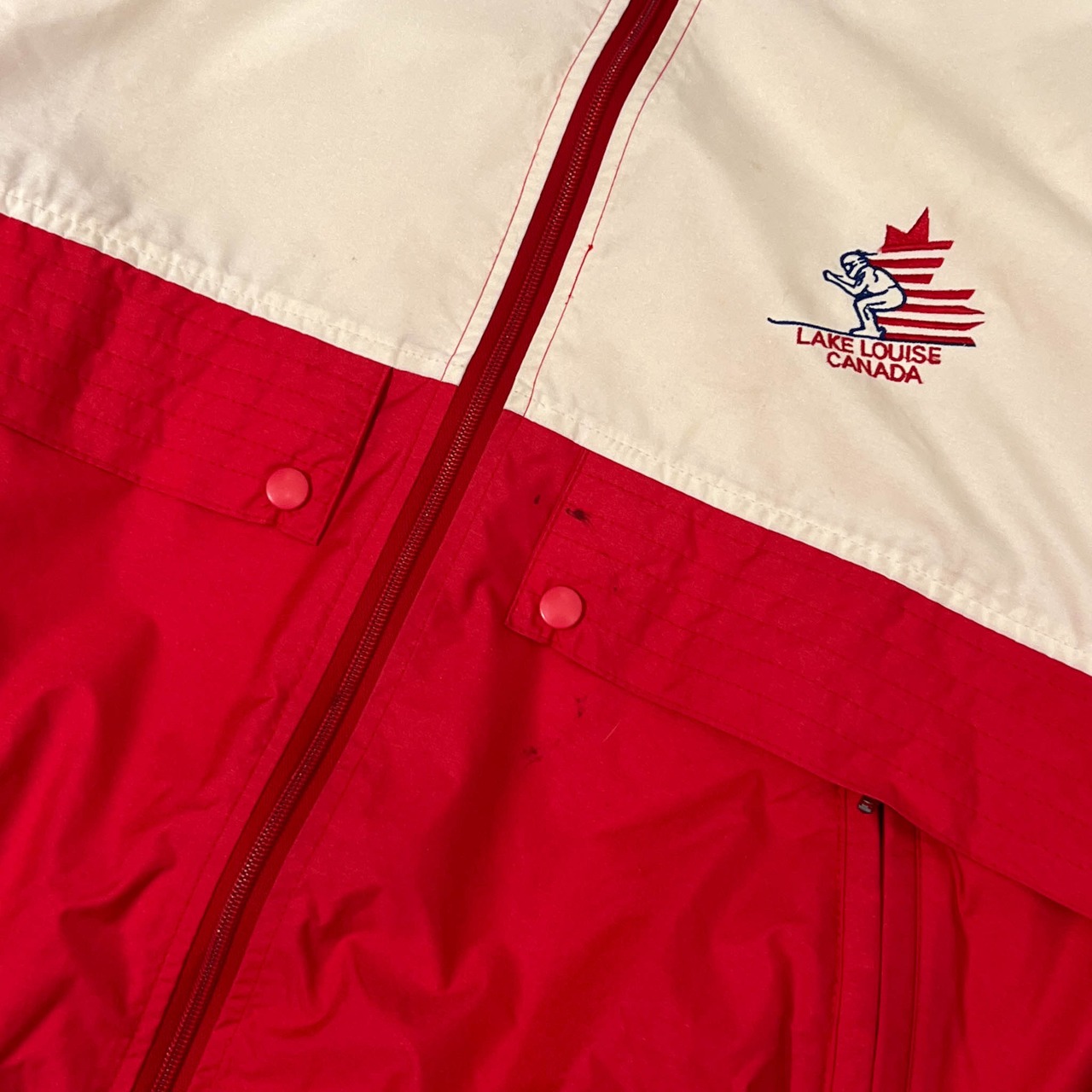 カナダ製 THE SHIRT COMPANY スキー ナイロン ジャケット ジャンパー /レッド×ホワイト メンズ アウトドア ビンテージ