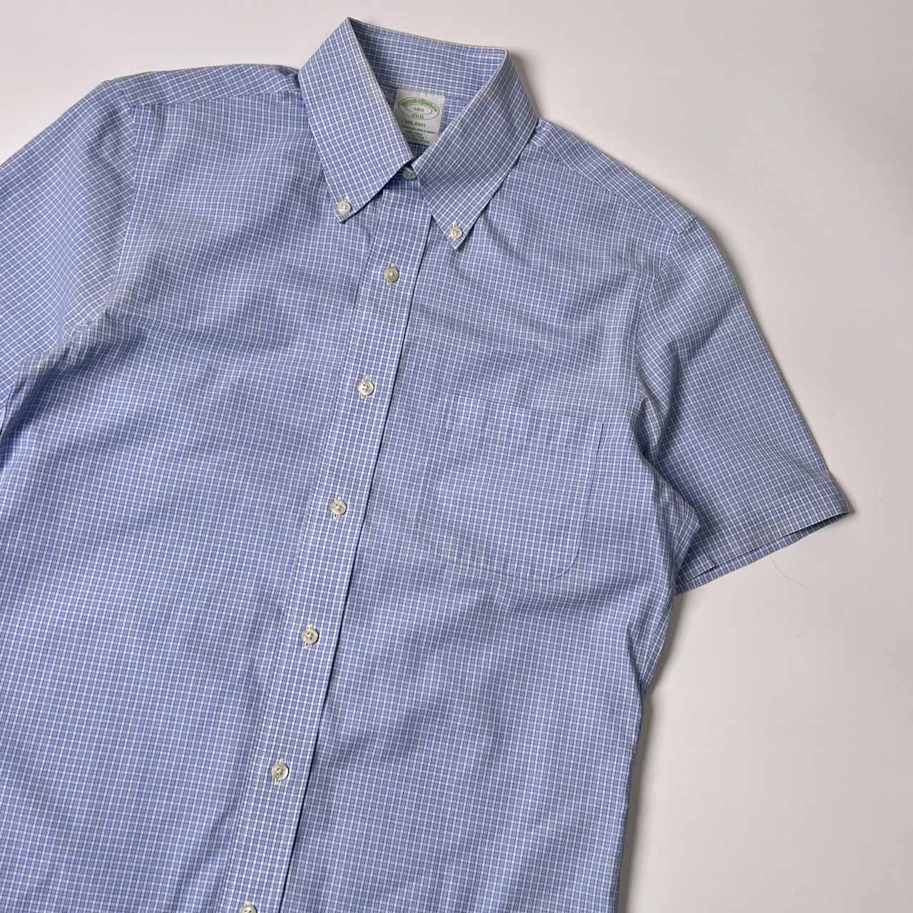 Brooks Brothers ブルックスブラザーズ NON-IRON チェック BD ボタンダウン 半袖シャツ 14 1/2 /ブルー メンズ