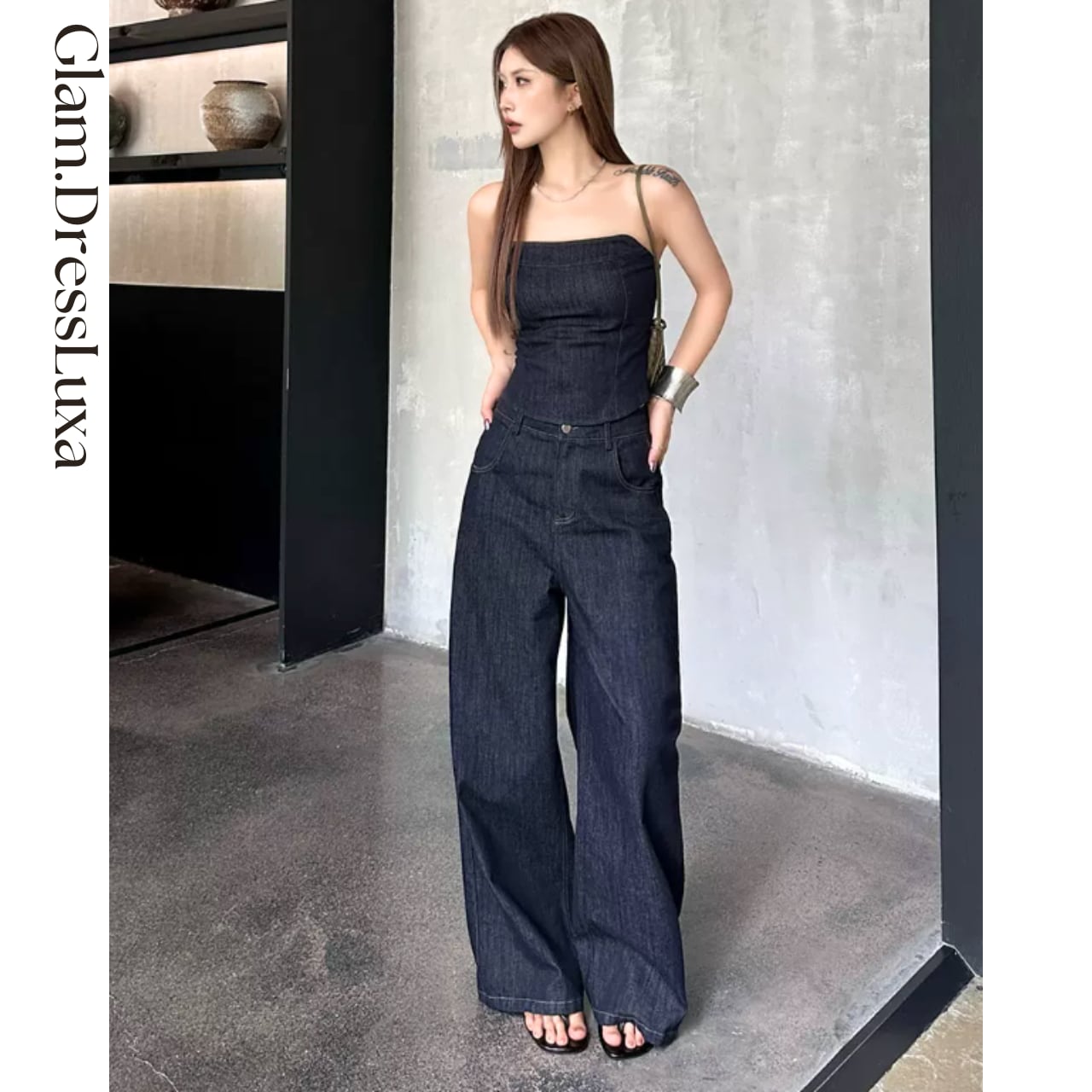 Noir Denim ベアトップセットアップ_ST06