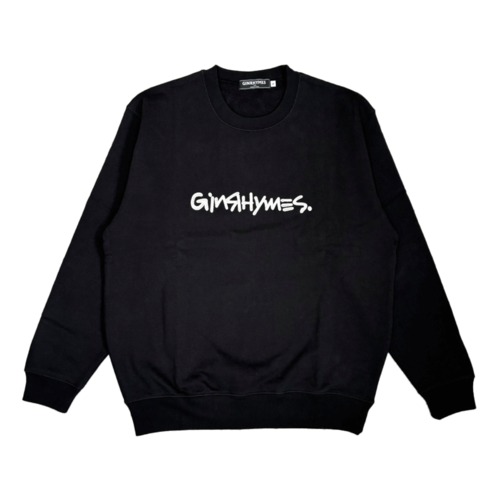 GINRHYMES/"ORIGINAL  ROGO" CREW NECK SWEAT/BLACK×WHITE