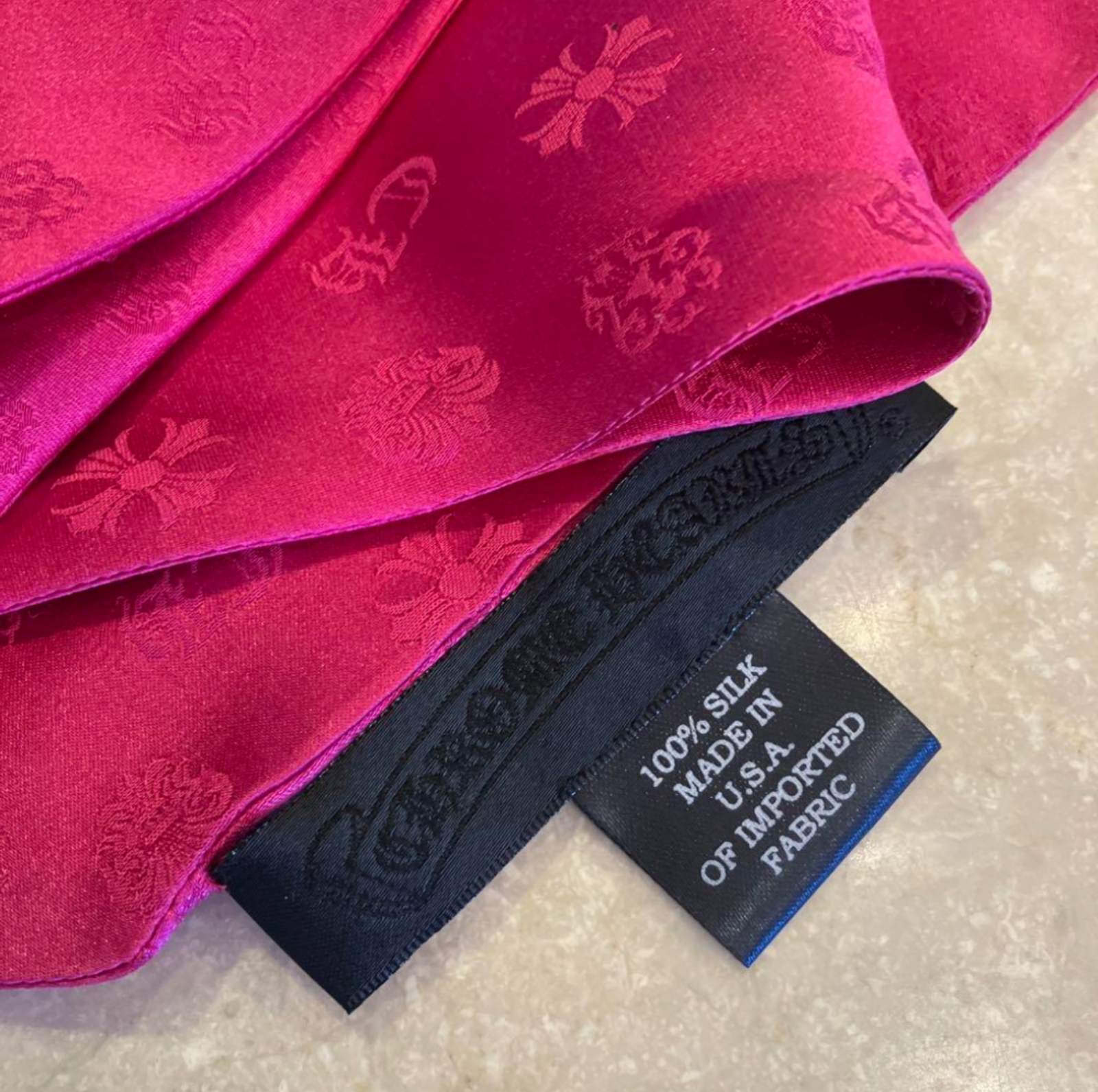 CHROME HEARTS クロムハーツ シルク ピンク ショール スカーフ CHROME HEARTS クロムハーツ シルク ピンク ショール スカーフ
