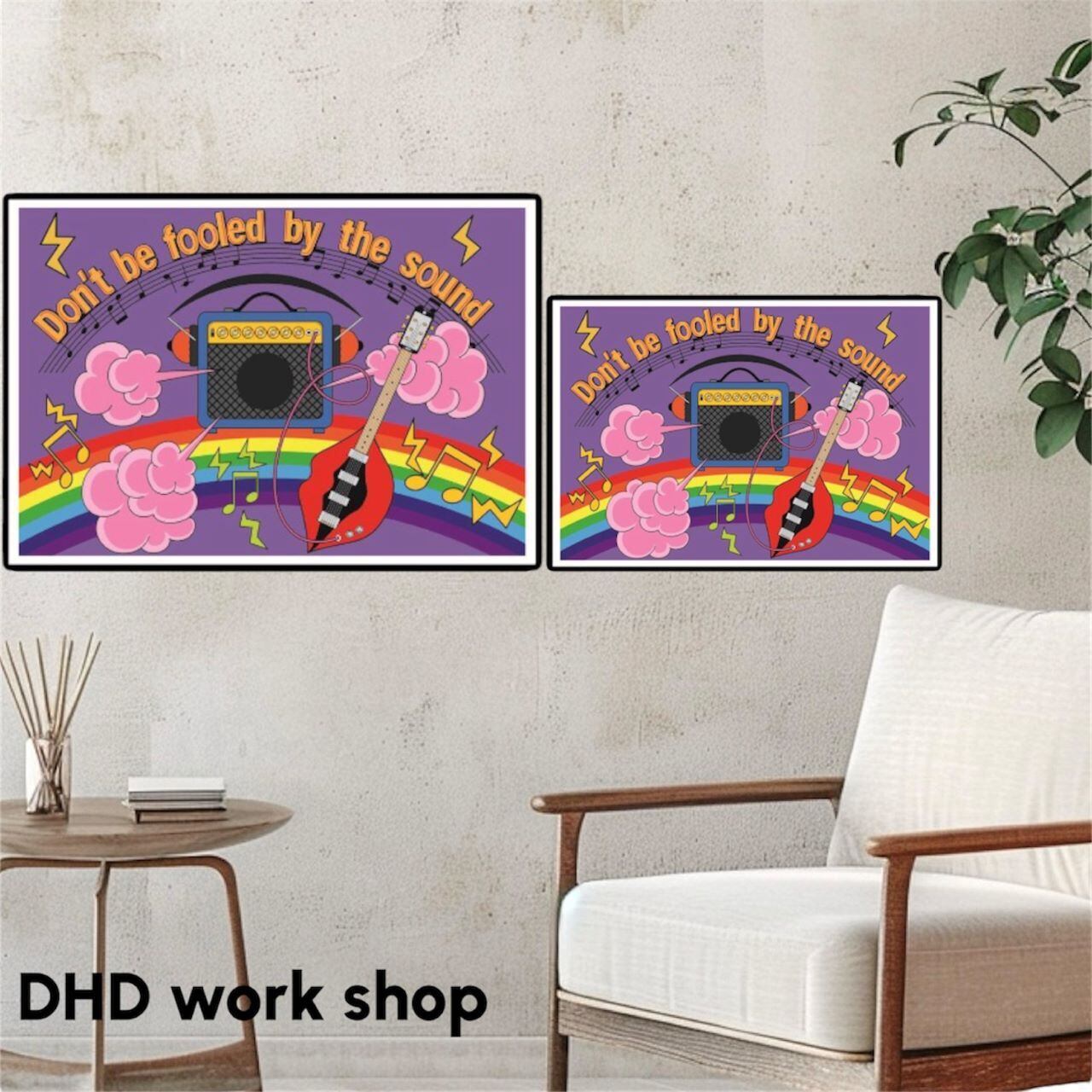 DHD(M)023【フレーム付きインテリアポスターA2　アンプ】