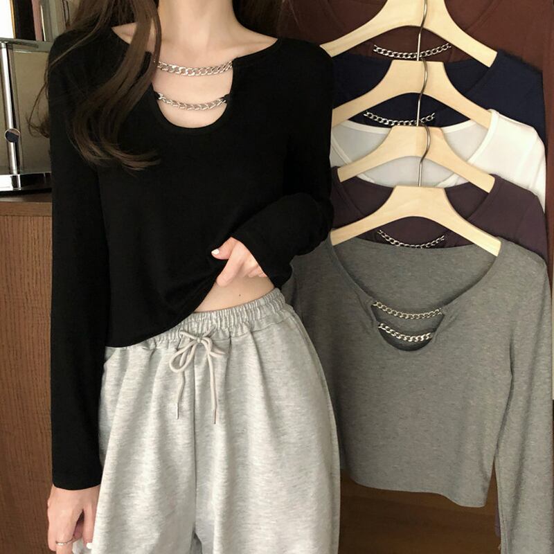 ショートブラウス スプリングスリム薄手スタイルTシャツ レディース ロング 春物 試着室8914370028