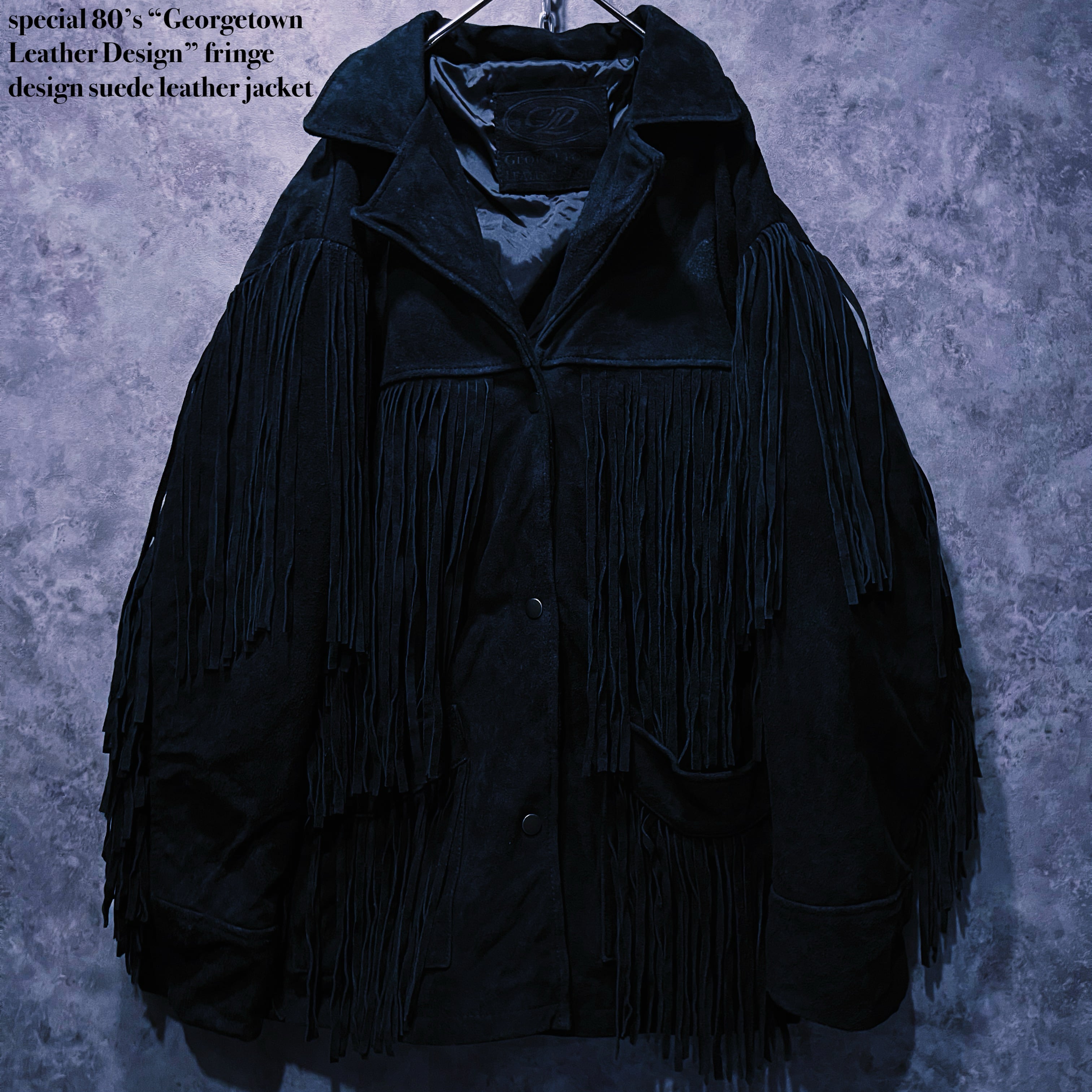【doppio】special 80’s “Georgetown Leather Design” fringe design suede leather jacket