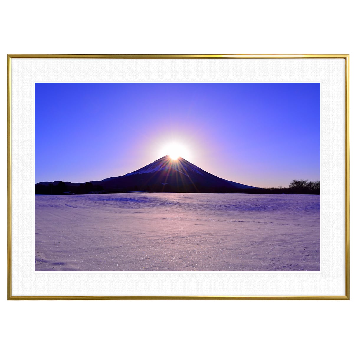 日本写真 ダイヤモンド富士と雪原 インテリア アートフォトポスター額装 AS4245