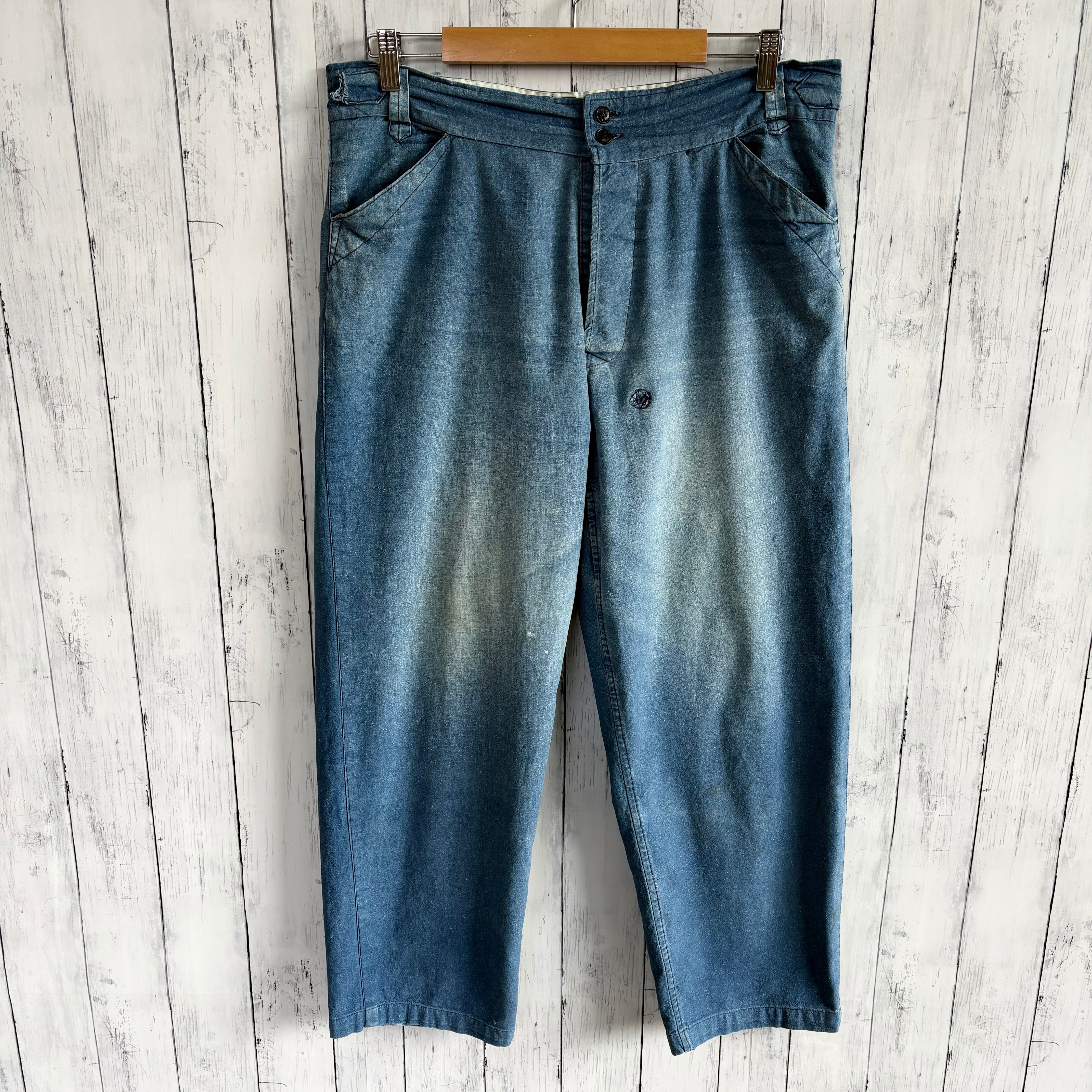 60〜70s フレンチチャイナ インディゴコットンパンツ ワークパンツ