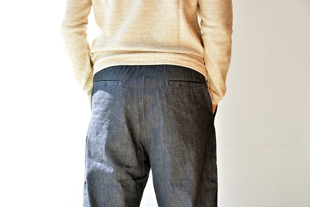 リネン RINEN 10オンスノットインディゴデニムテーパードイージーパンツ(Ｒ43105)ネイビー(05)