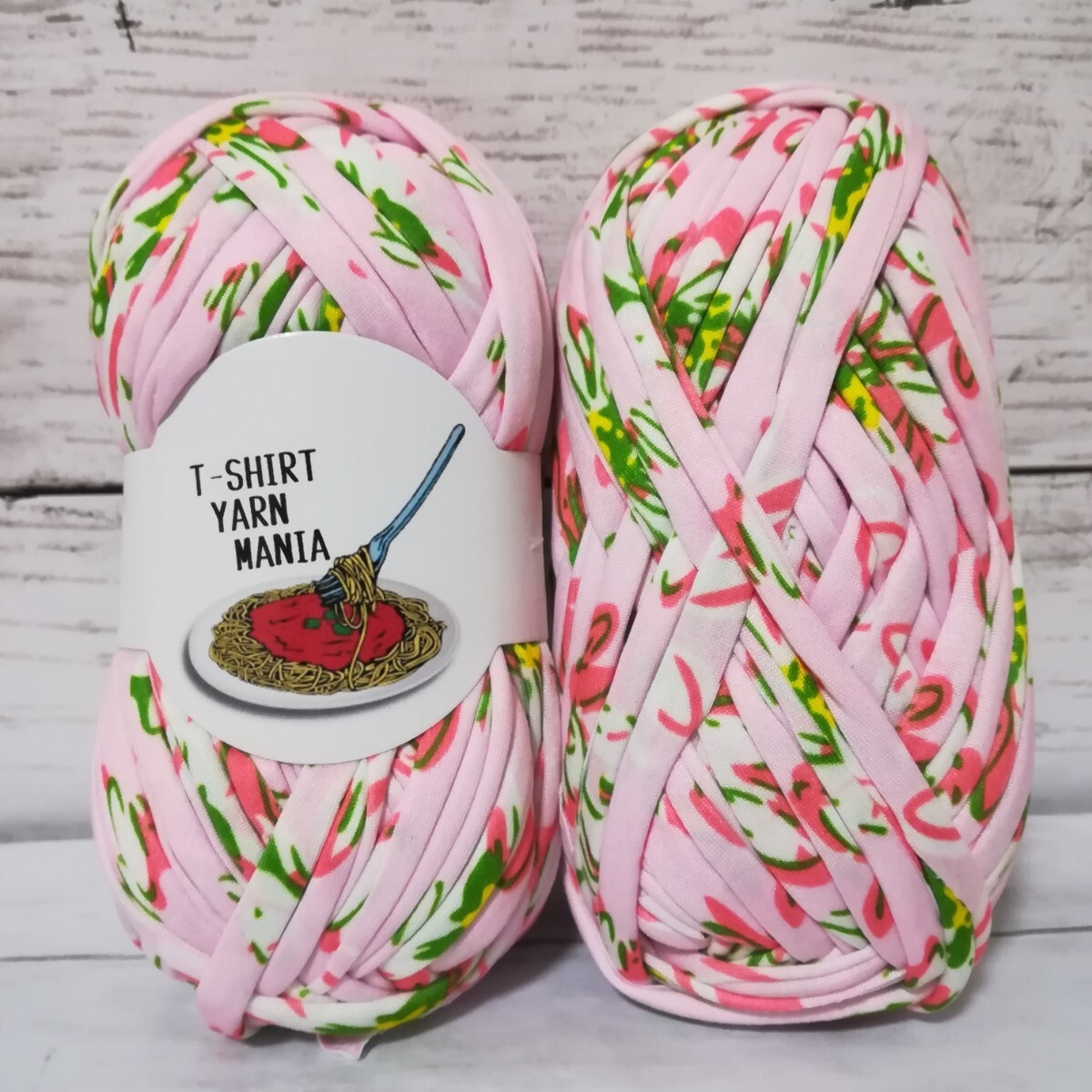 花柄 フラワー ピンク 1玉 30m Tシャツヤーン | T-SHIRT YARN MANIA 