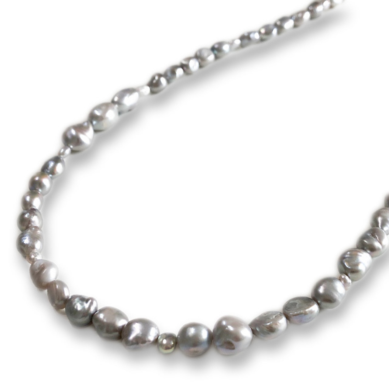 落ち着きあるパール！ グレー淡水パール ロングネックレス ne1103