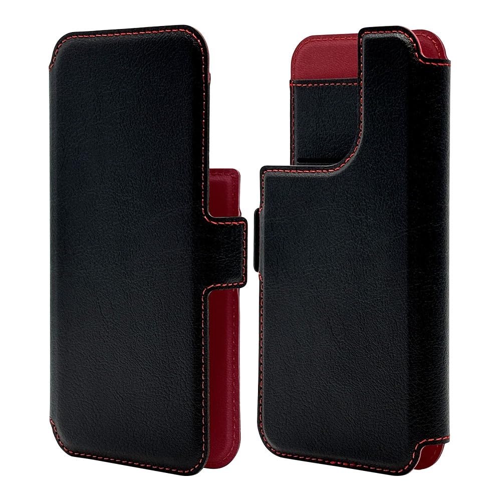 ラスタバナナ ケース カバー iPhone スマホ 汎用 手帳型 薄型 耐衝撃吸収 MagSafe対応 BK×RD スマホケース RFMB01SMBKR