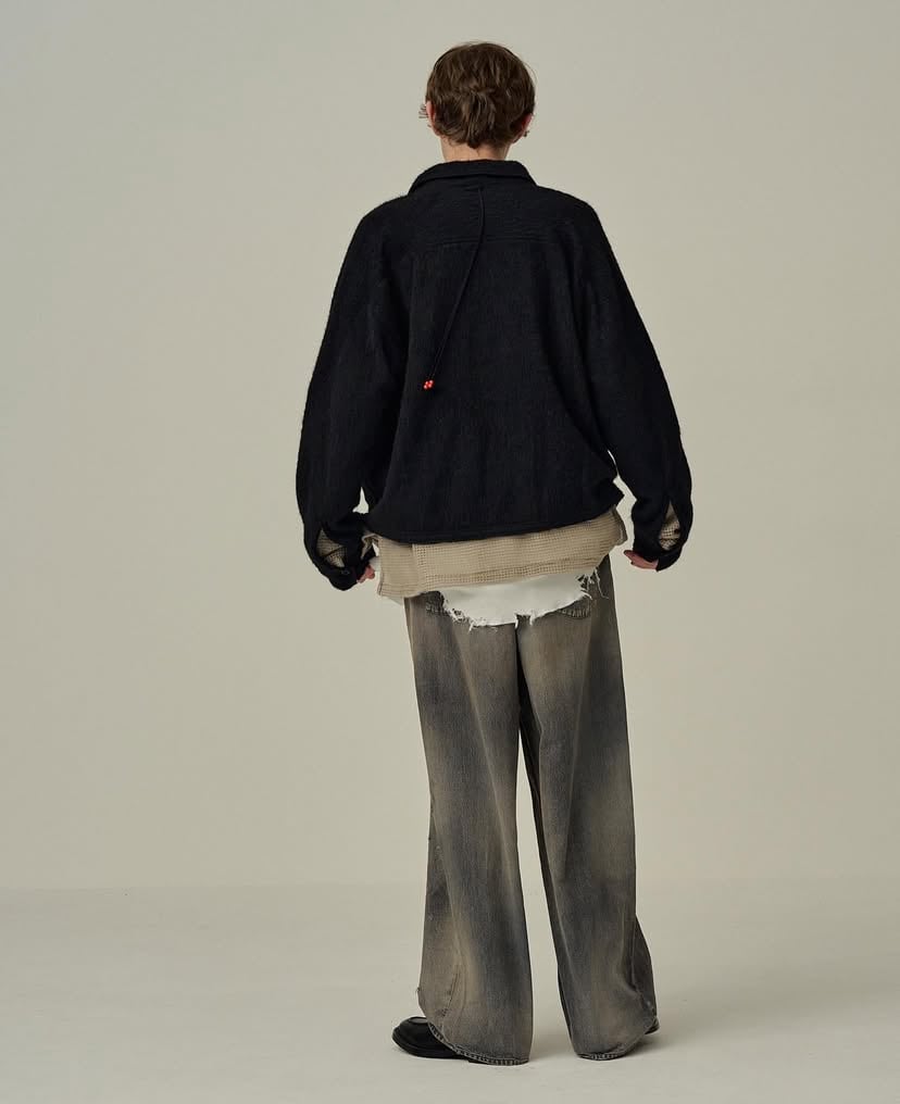 25AW】ANCELLM DENIM WIDE SLACKS (BLACK) ANC-PT84-A | IAAAM ONLINE