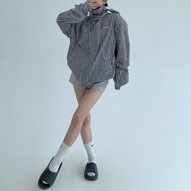 gingham check scarf jacket　ギンガムチェックスカーフジャケット　J1287