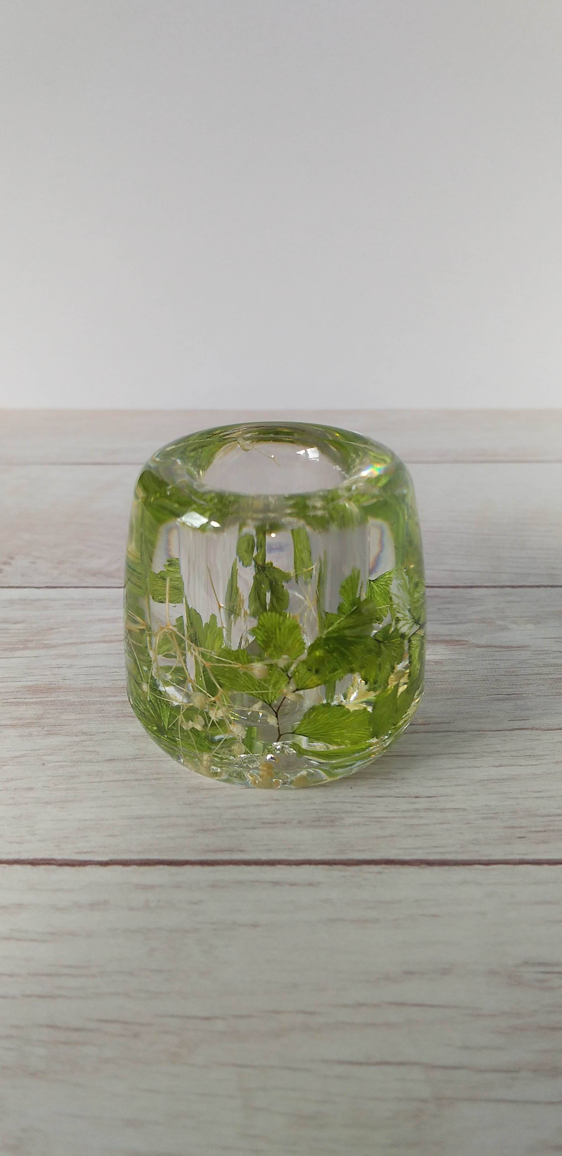 ハーバリウム　歯ブラシスタンド　～グリーン系～