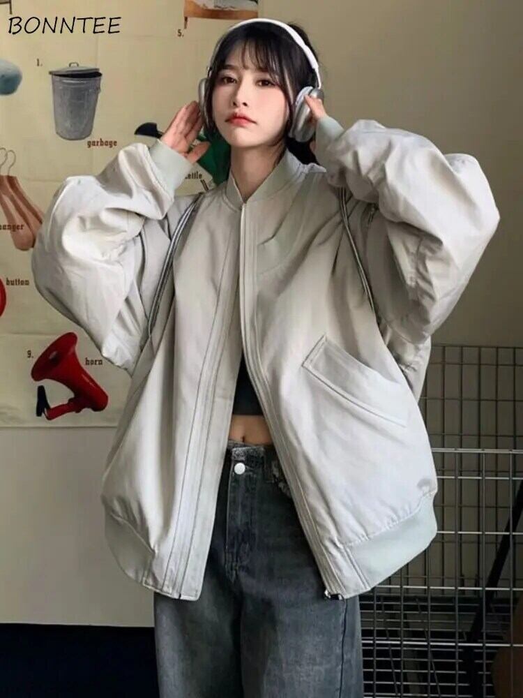 【新作】【送料無料】 カーゴジャケット レディース ルーズ トレンディ レトロ シンプル ソリッド オールマッチ 春 創造性 ヨーロピアンスタイル レジャー 学生 デイリー エレガント 0298640782808