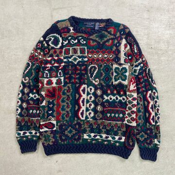 FICCE】1980〜90s フィッチェ カラフルパッチワーク ニットセーター 