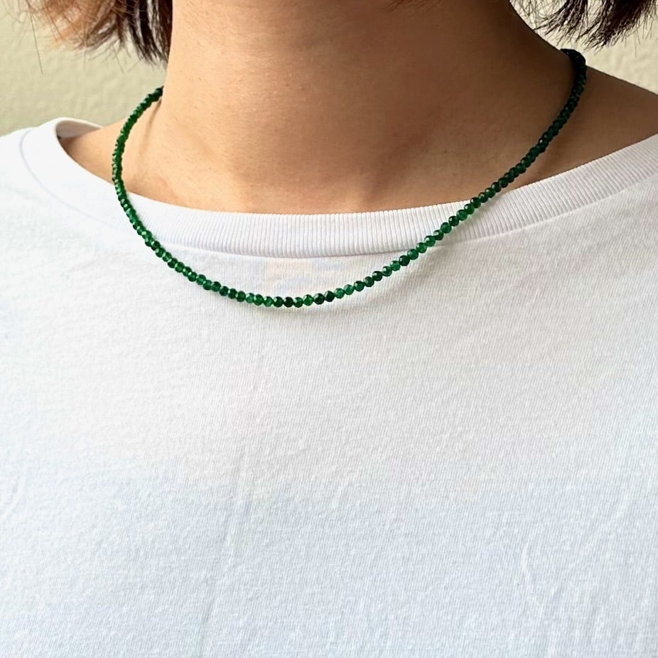 グリーンアゲートビーズネックレス green agate beads necklace 45