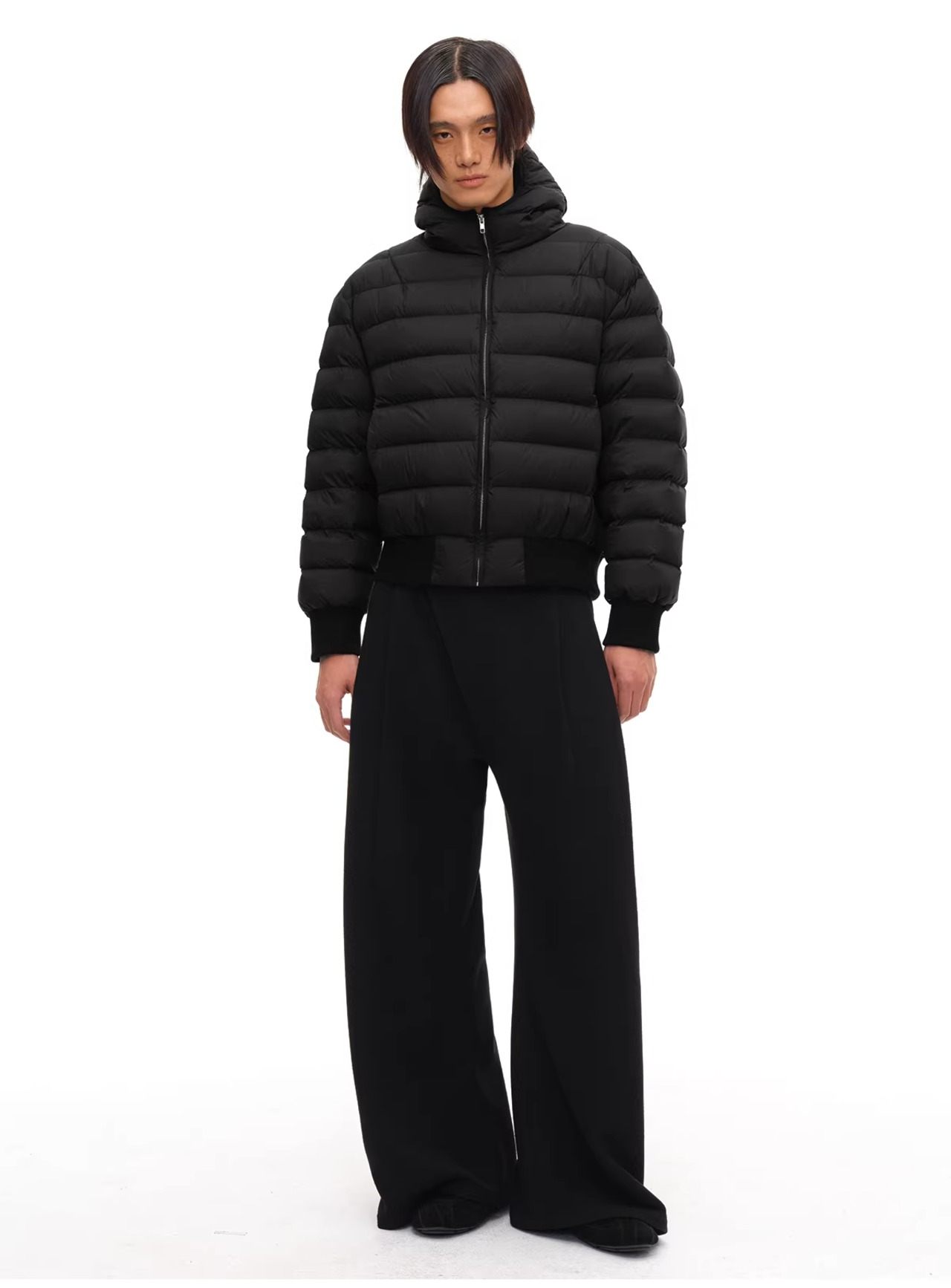 JCAESAR STUDIO Loose Hooded Ribbed Down Jacket