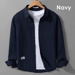 【M-3XL】Light Textured Long Sleeve Shirt / ライト テクスチャー 長袖 シャツ