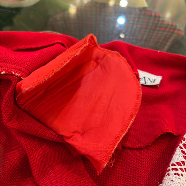 80’s white lace red cardigan