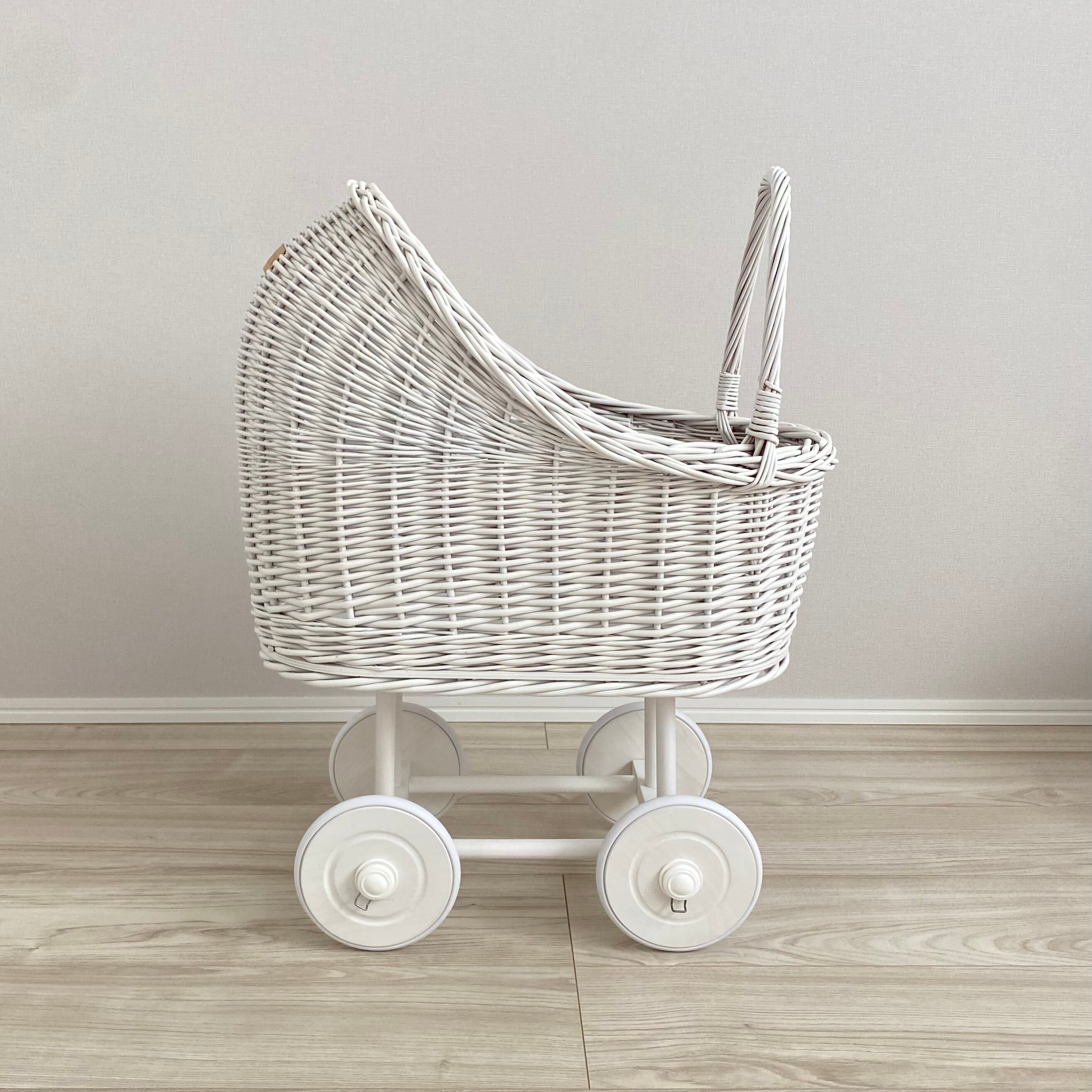 【受注品】ラタン乳母車(高いタイプ/All White)