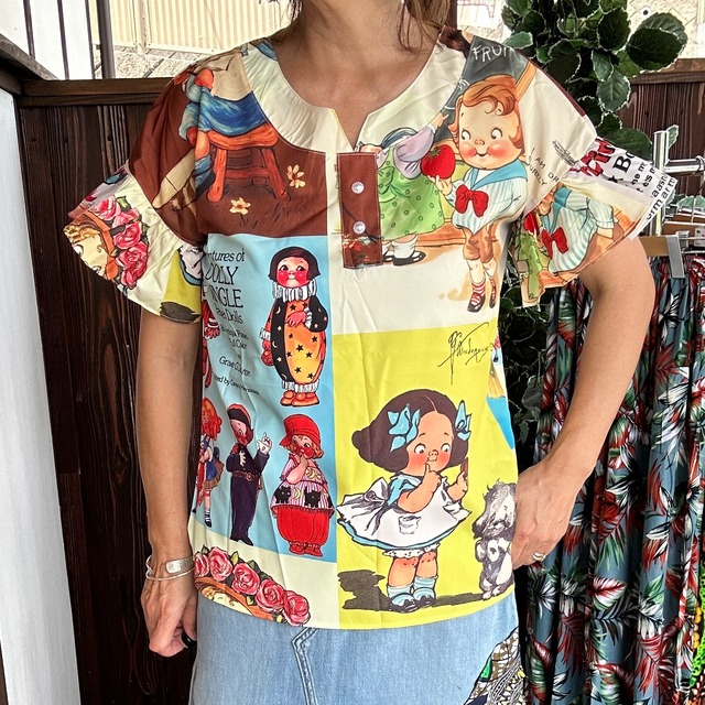 周年祭 フェイス柄フリルトップ