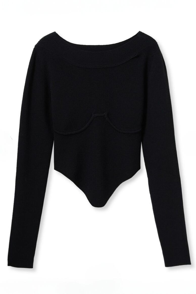 null. bustier rib knit tops ビスチェリブニットトップス Black