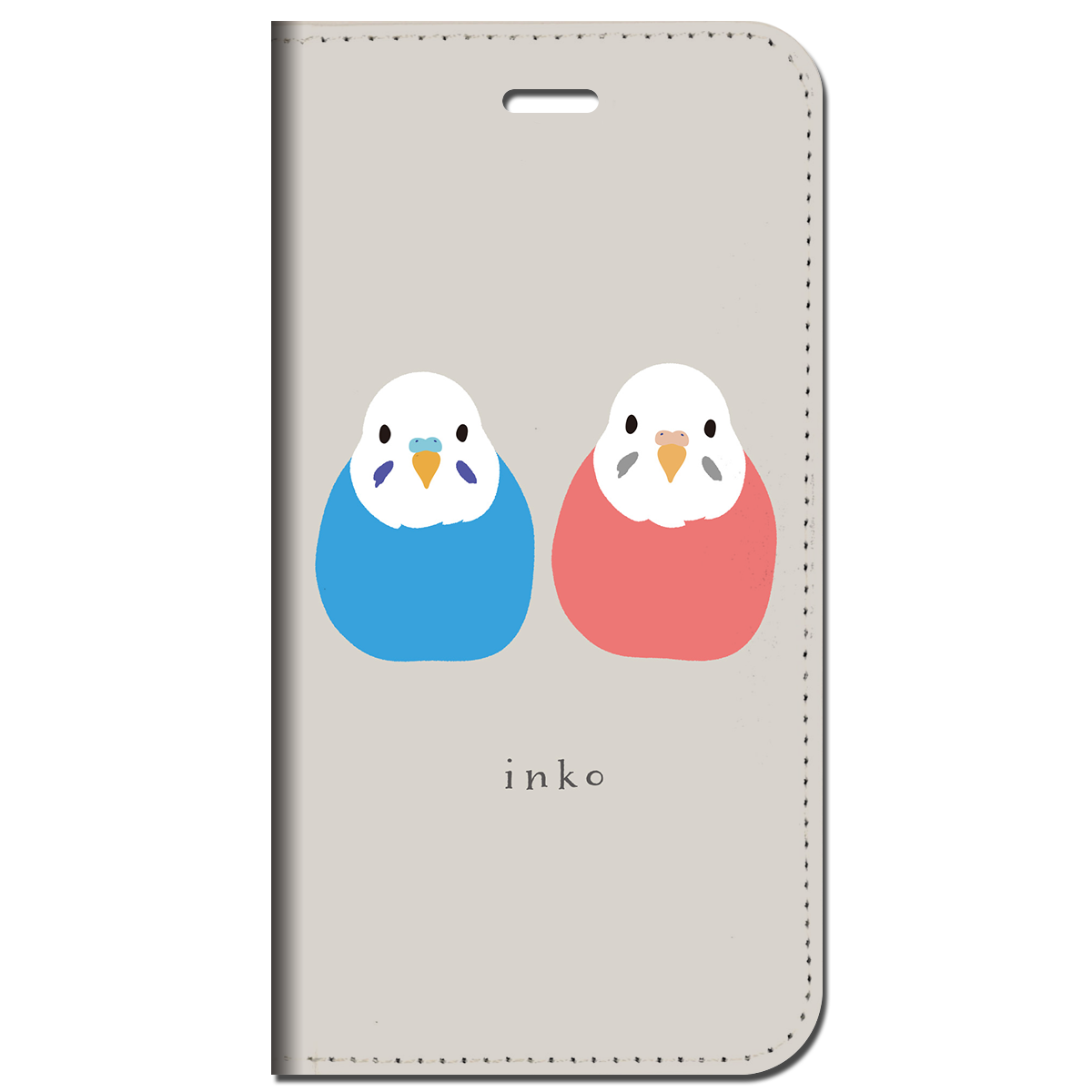 iPhone対応 スマホ 手帳型ケース インコ 青・ピンク イラスト キュート 動物 鳥 【iPhone17 / iPhone16 / iPhone16e / iPhoneSE 他 iPhone各機種対応】 st61