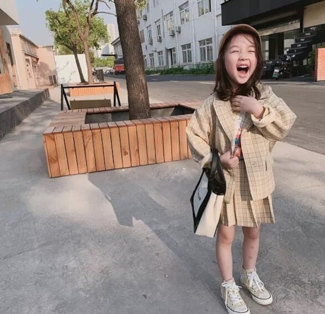 90-130cm】チェックスカートセットアップ1（韓国子供服 子供服 子ども